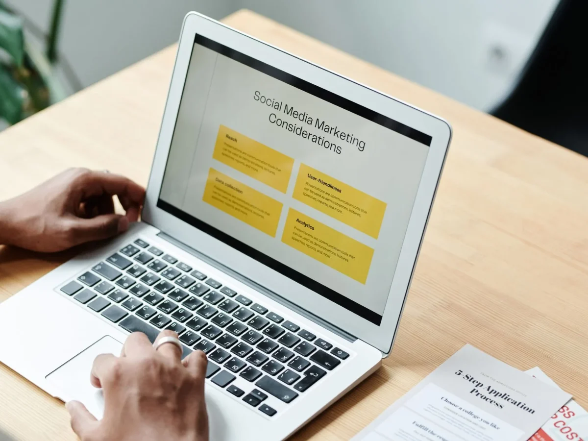 laptop landing page content creation